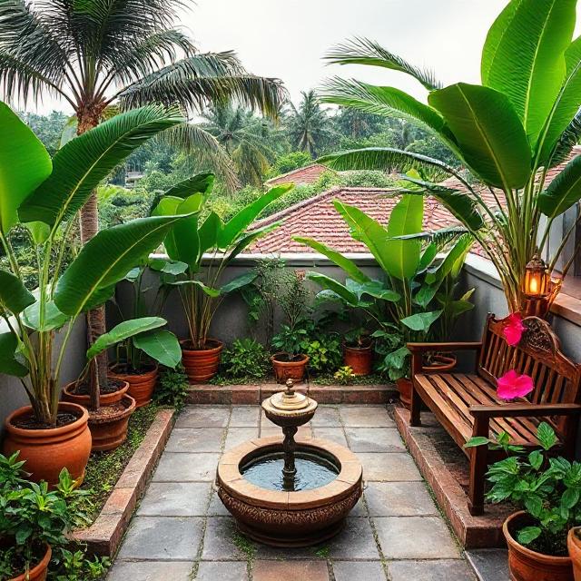 Modern rooftop garden design with seating areas and container plantings