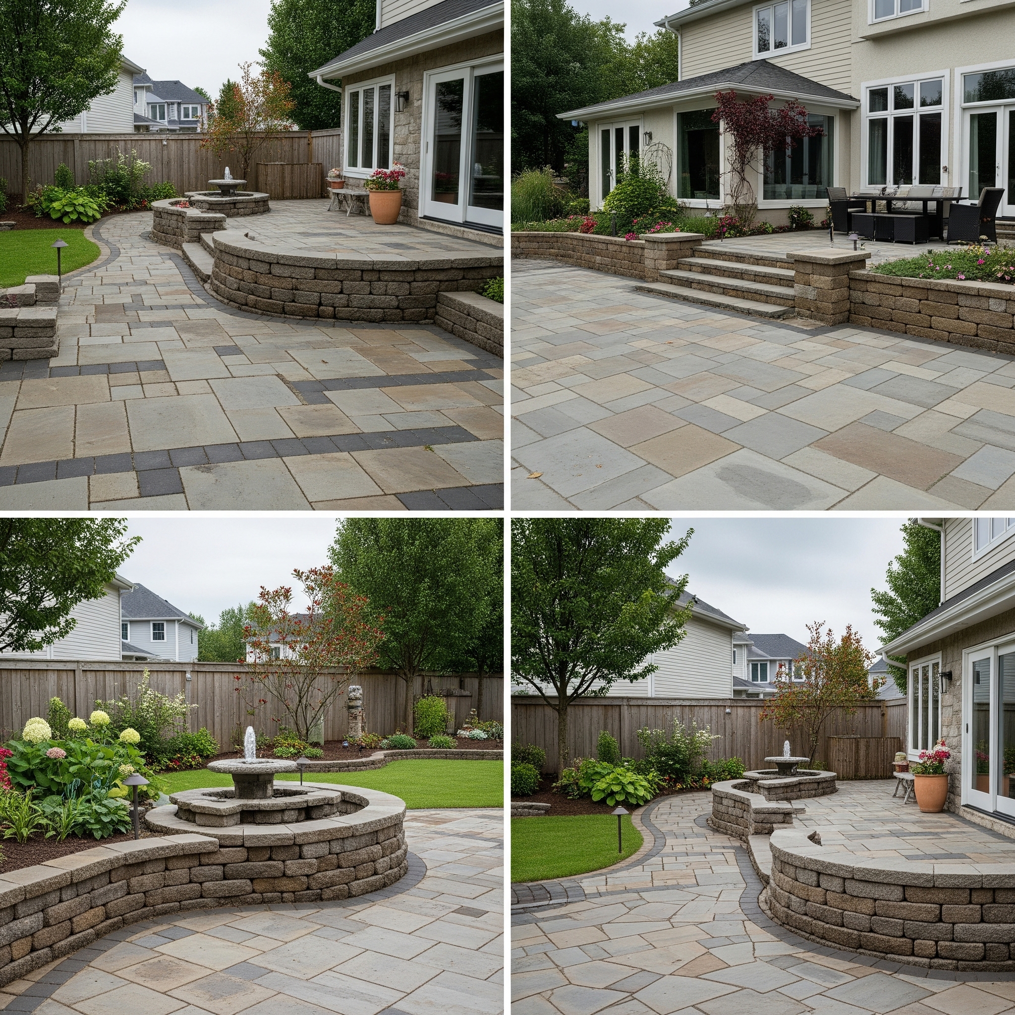 Professional stone patio installation with natural materials