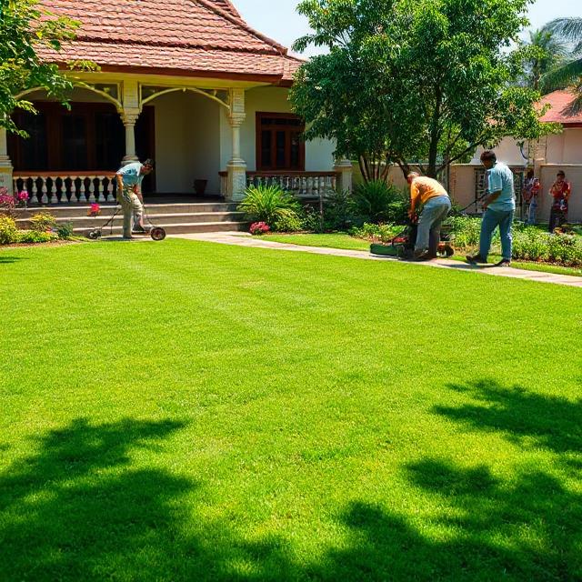 Professional lawn installation with premium grass varieties