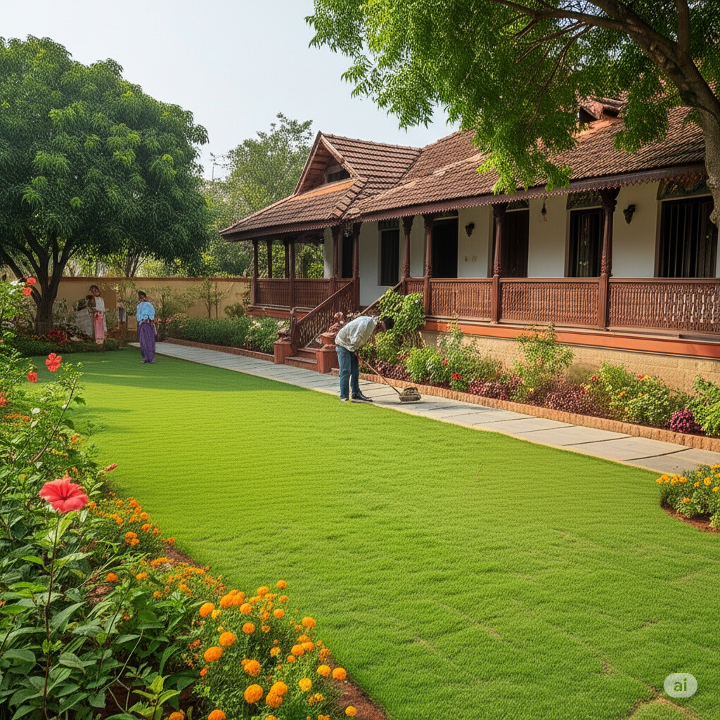 Professional lawn installation with premium grass varieties